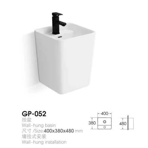 Custom Ceramic Sink Washbasin​ Square White Wall Hung size chart