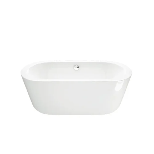 White Bathtub Acrylic Standalone Oval Glossy 80cm Wide