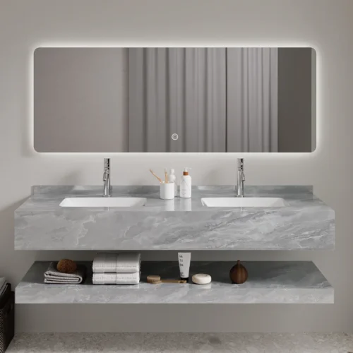 Gray 1200mm Double Sink Vanity​ with Light Mirror Riyadh