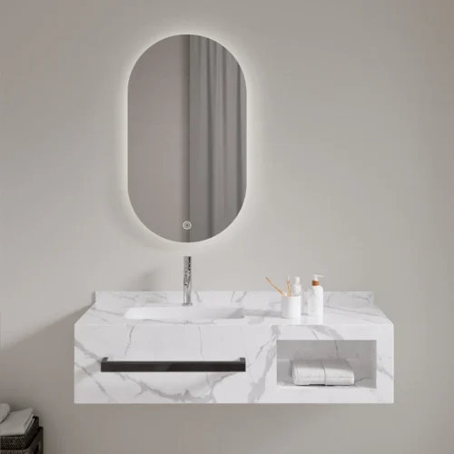 Bathroom Vanity Mirror With LED Lights​ Mirror Basin Stone