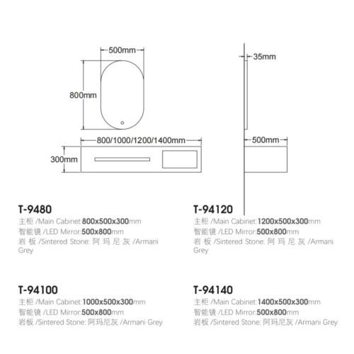 Bathroom Vanity With Sink Wholesale​ in UAE dimensions