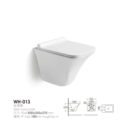 Wall Mounted Toilet Bowl​ Concealed Tank Washdown Flush size chart