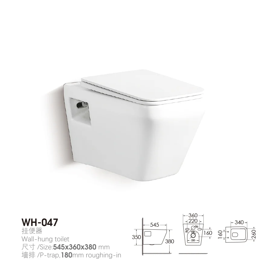 Commercial Wall Mount Toilet​ with In Wall Toilet System dimension