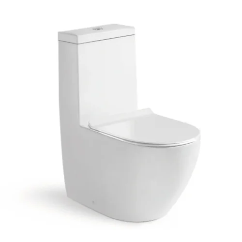 One Piece Round Toilet P-Trap​ Comfort Height Skirted Design