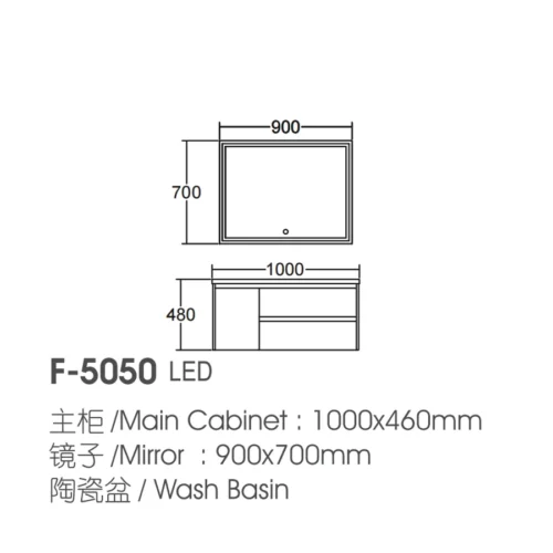 1000mm Bathroom Vanity Sink Mirror Combo Factory dimension