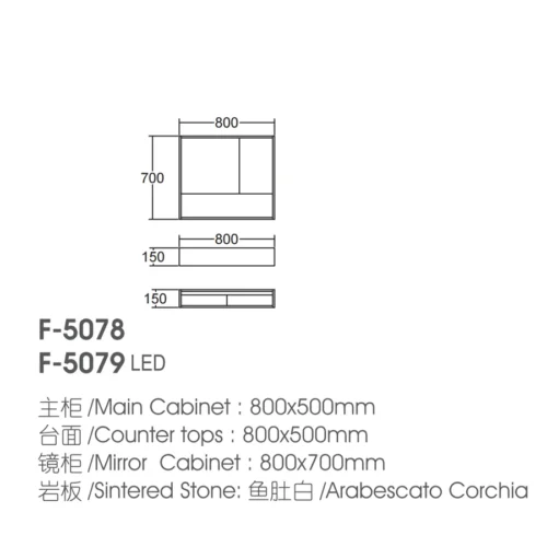 China Top Vanity Top Sink Cabinet Mirror Combo dimensions