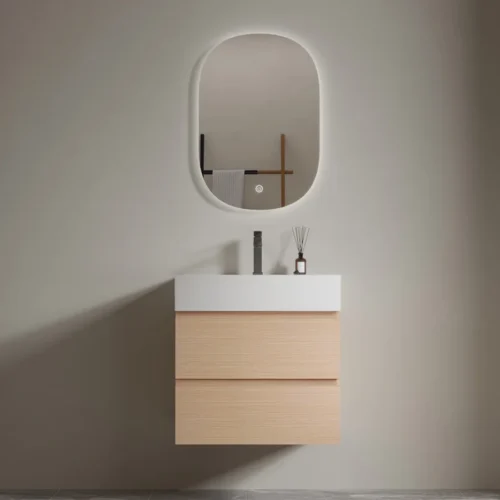 Bathroom Vanity Sink Round Light Mirror Set