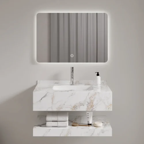 White Bathroom Vanity Mirror Sink​ Combo​ in UAE