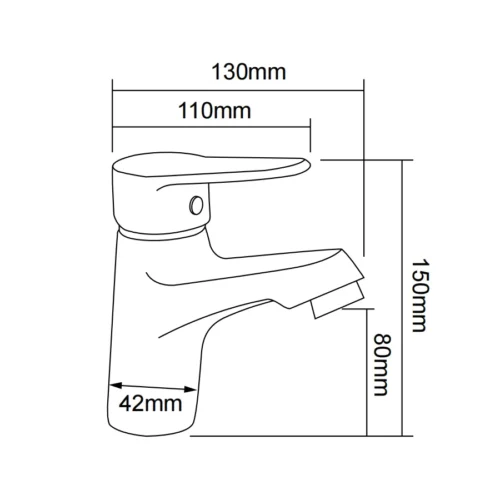 Chrome Single Hole Bathroom Basin Faucet​​​​ in UAE dimensions