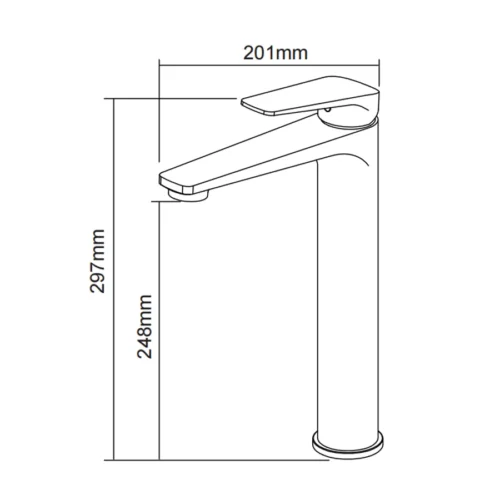 Chrome and Brass Material Bathroom Faucet​ in UAE dimensions