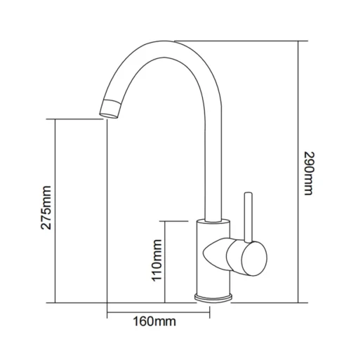 Commercial Kitchen Faucets Single Handle in UAE dimensions