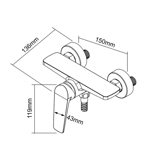 Silver Shower And Faucet Set​​ in UAE dimensions