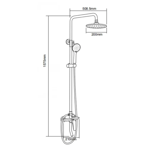 Silver Shower Mixer Set Wholesale​ in Saudi Arabia dimensions