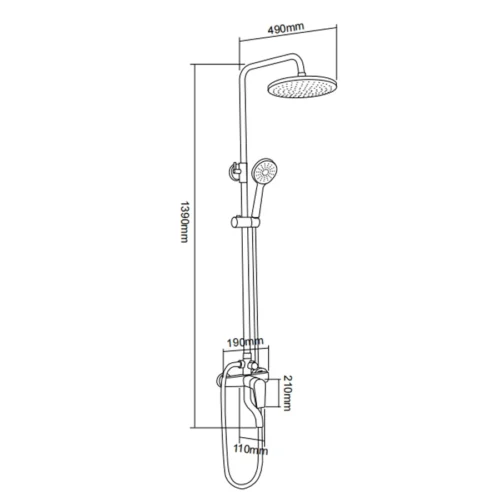 Silver Bathroom Shower Set China​​ in Saudi Arabia dimensions