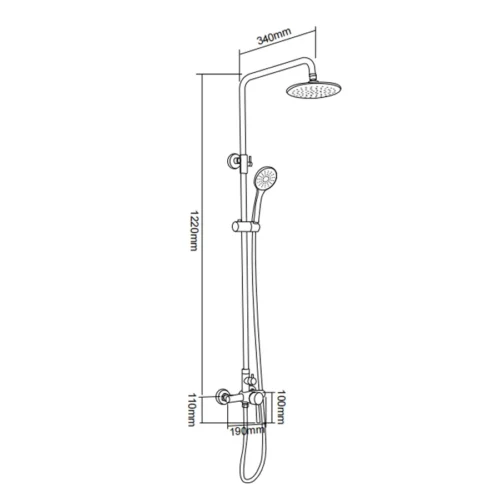 Silver Shower System Combo Wholesale in UAE dimensions